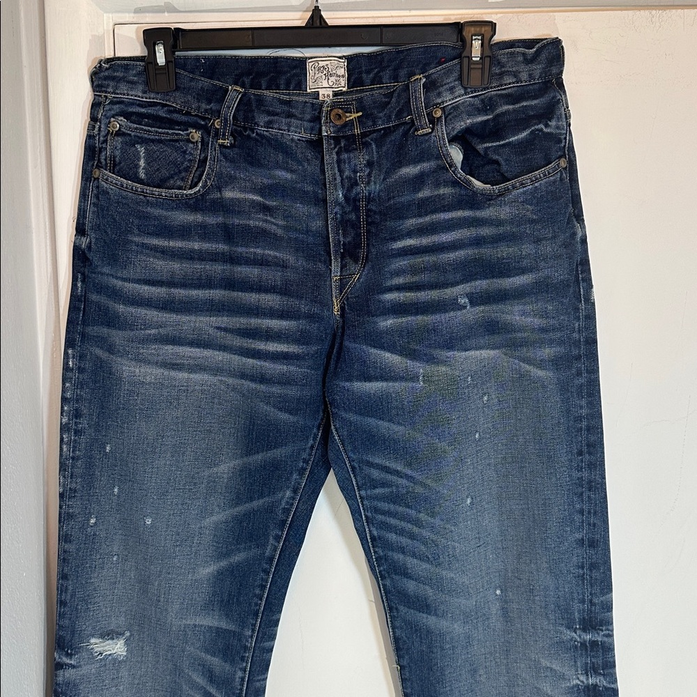 PRSP Barracuda Straight Fit Cotton Denim Distressed Blue Jeans 38x32 NWOT
